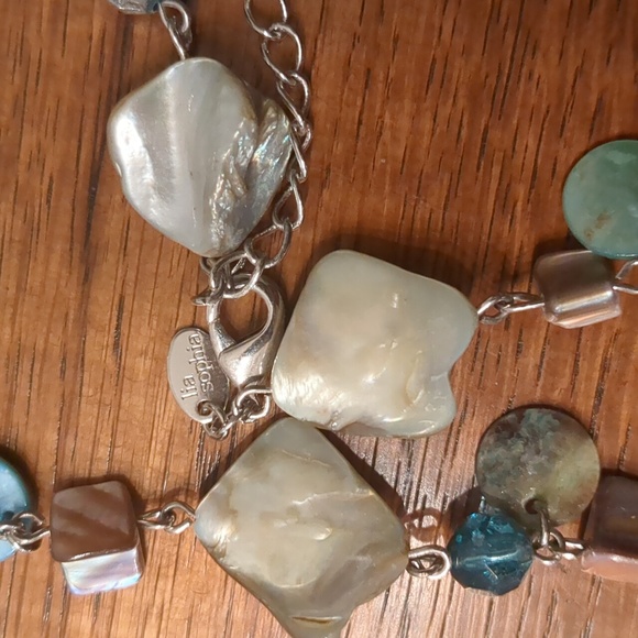 Lia Sophia Long Silver Tone Multi-Colour Shell/Bead Necklace - Picture 3 of 4